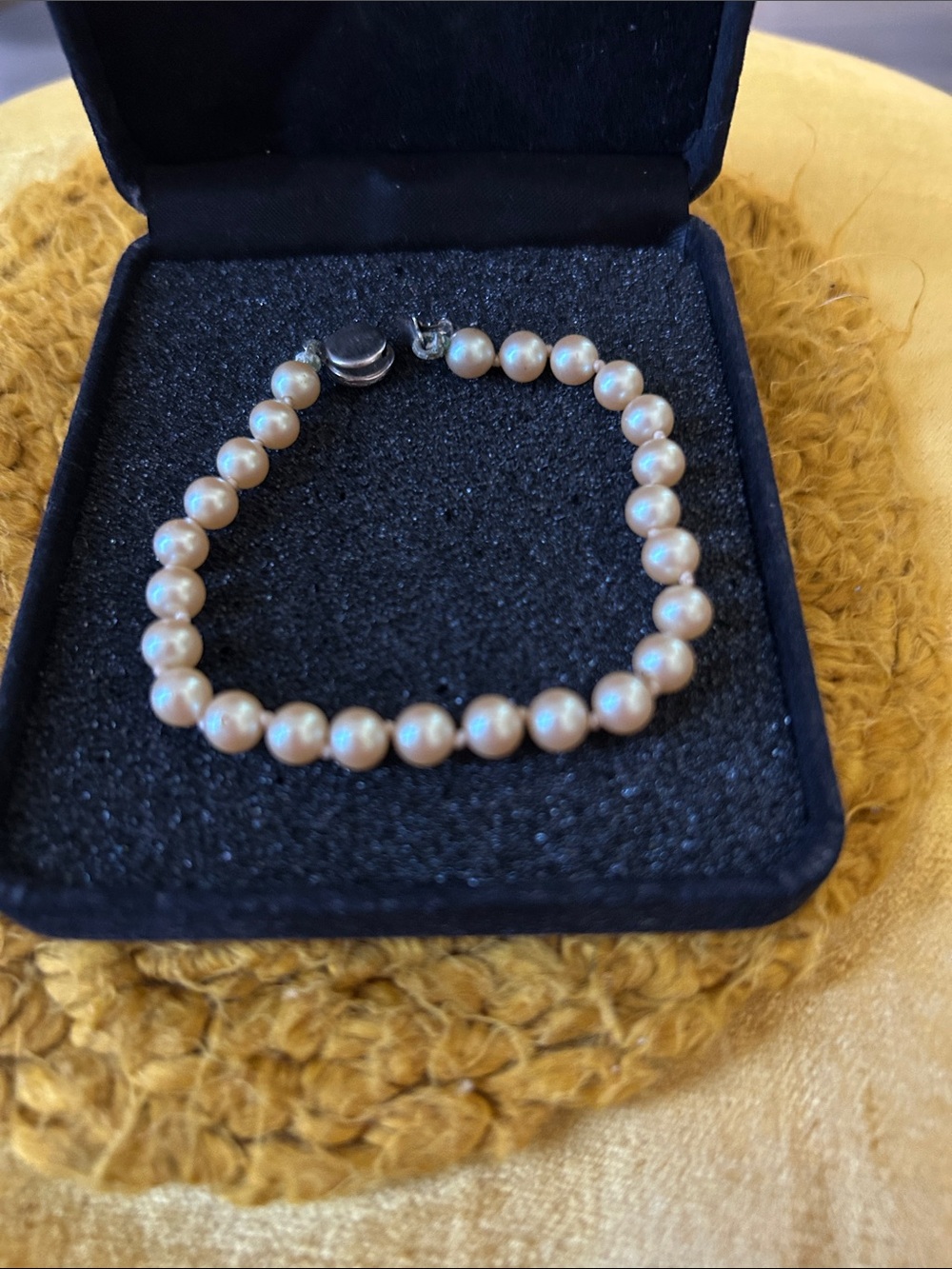 Classic Pearl Bracelet in Cream - engraved secure closure